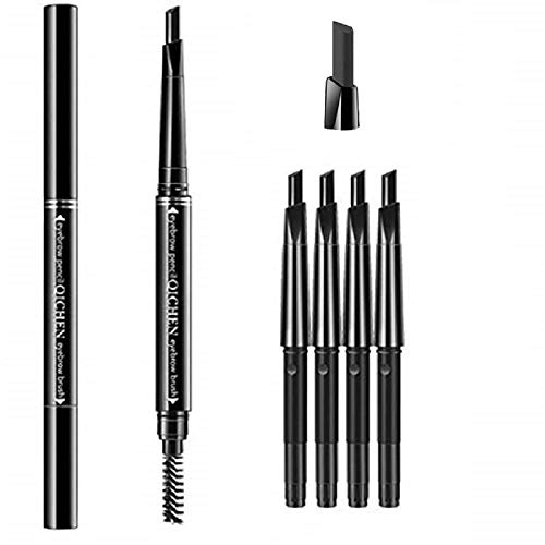WenFeng Eyebrow Pencil,Waterproof Eyebrow Pen with Brush,Eyebrow Tattoo Pen Makeup Brow,Creates Natural Looking Brow ,5pcs(black)