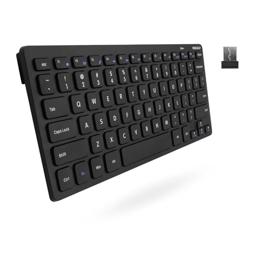 Macally 2.4G Small Wireless Keyboard - Ergonomic & Comfortable Computer Keyboard - Ultra Slim Compact Keyboard for Laptop or Windows PC, Tablet, TV - Plug & Play External Mini Keyboard Wireless USB