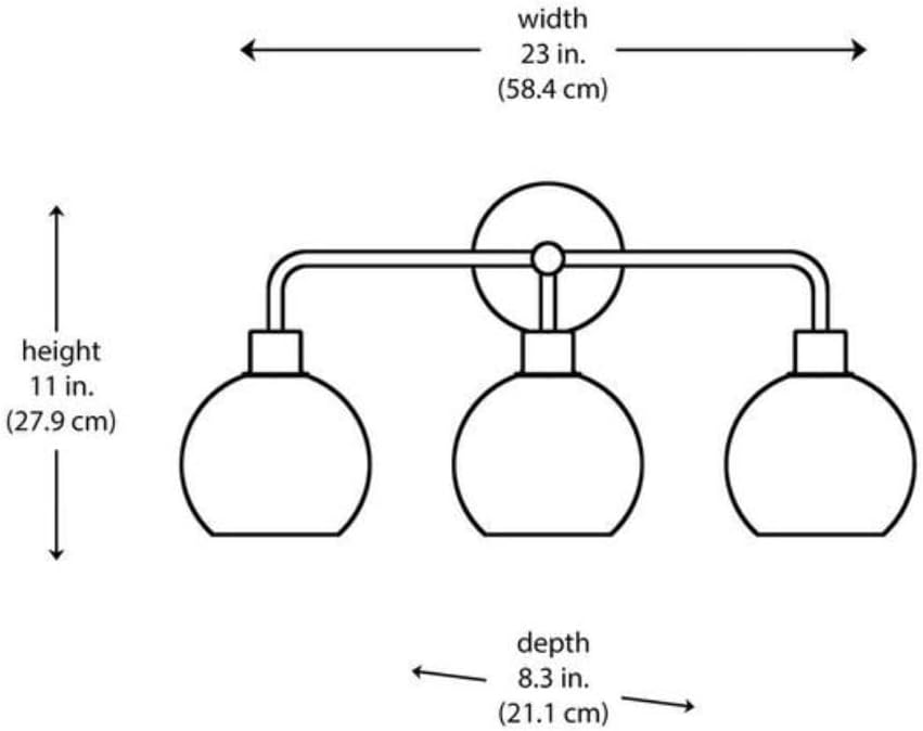 TRANS GLOBE 22533 BKAG-BK I Indigo Collection 23 Inch Three-Light Bathroom Vanity - in a Black & Antique Gold Finish | Metal & Iron Housing I Modern Contemporary Fixture |