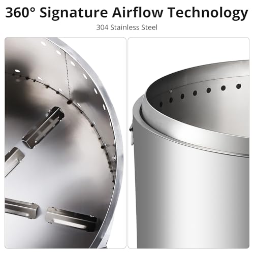 27in Smokeless Fire Pit, Outdoor Wood Burning Firepit with Removable Ash Pan & Handle, Portable Stainless Steel Stove for Camping, Backyard, Bonfire, and Picnics