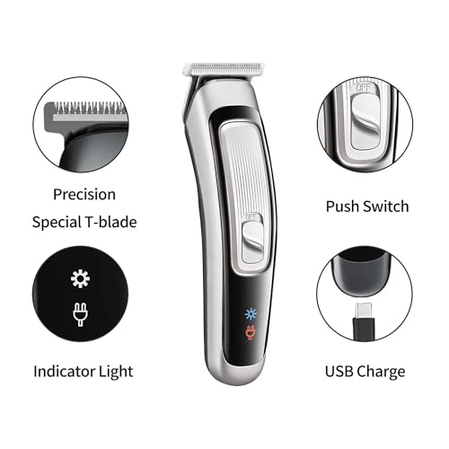 Image of Endzone Rechargeable Hair Beard Trimmer for Men Trendy Styler Trimmer Stainless Steel Sharp Blade Beard Shaver (Black,Silver) (505)