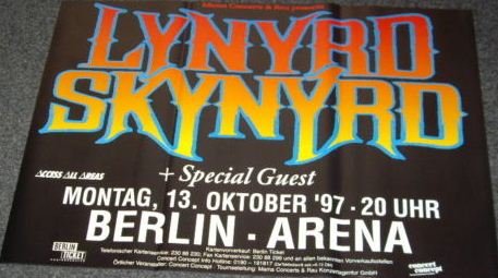 Affiche Lynyrd Skynyrd Tour 1997 poster vintage 50X70 cm musique rock