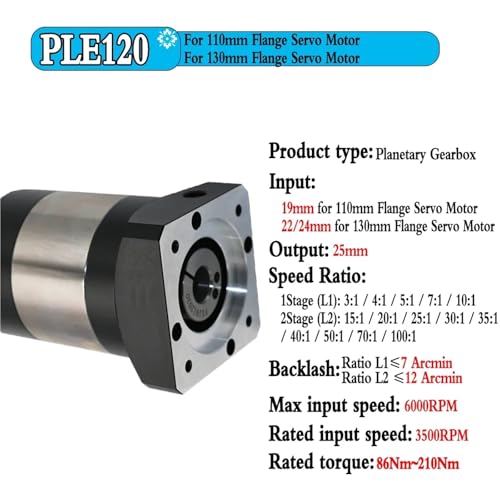 Réducteur planétaire Nema23 5:1 pour servomoteur 60 110 130 - 5