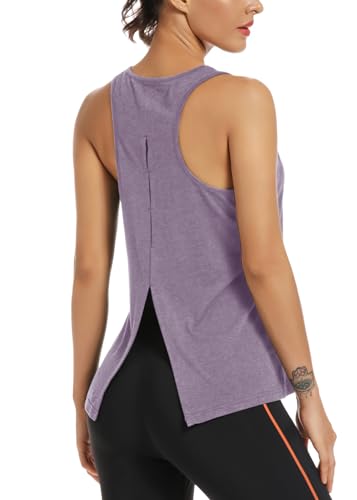 Image of Muzniuer Womens Yoga Workout Tops-Cute Open Back Running Gym Activewear Sports Shirt for Women