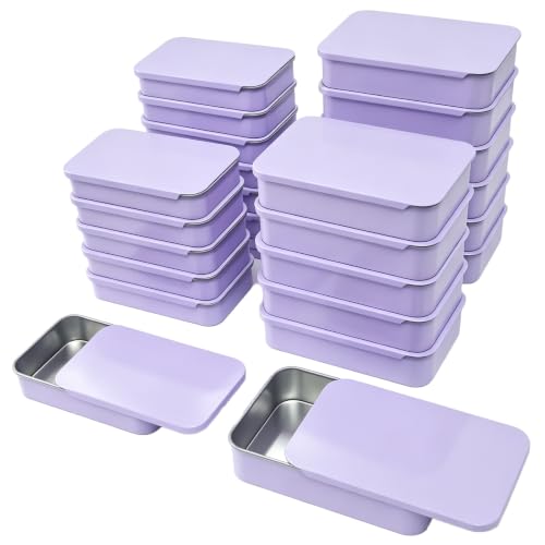 Image of Goodma 24-Pack Slide Top Rectangular Metal Tin Containers, Purple
