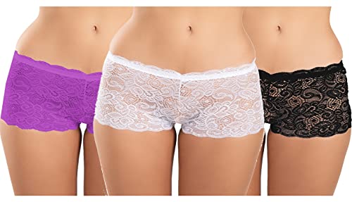 Image of FIMS - Fashion is my style Cotton Lycra Net Boy Short Panty for Womens, Mid Rise, Satin, Hipster Panties, Daily Use, Back and Front Coverage, Brief, See Main Image to Check How Many Panty You Will Get