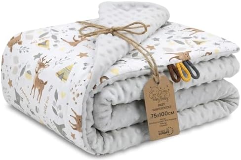 Totsy Baby Manta Bebe Polar Manta de Invierno 100x75 cm Invierno Doble Cara – Minky algodón calentita Suave Mimosa Infantil recién Nacido – Manta Cuna Carrito Cochecito Reversible capazo Ciervo