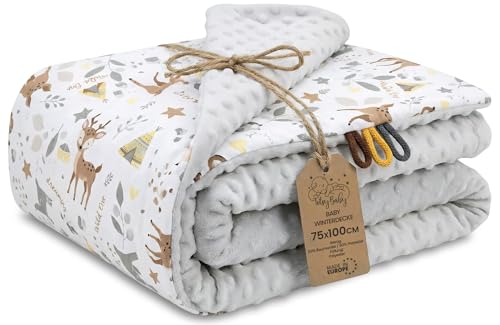 Babydecke Kuscheldecke Baby Decke Winterdecke mit Plüschstoff 75x100 cm -...