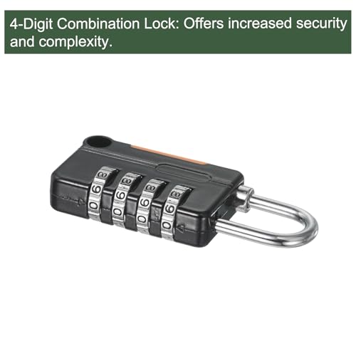 Image of YOKIVE 1 Set 4 Digit Combination Lock with Security Cables, Outdoor Padlock Steel Lock Chains | Great for Lockers Baggage Bikes (Black, 1.6Ft)