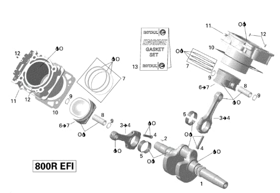 Miniatura 7 de Kit de reconstrucción de juntas de pistón de cilindro para Can-Am Bombardier BRP Outlander Commander Renegade 800 (2007-2015)