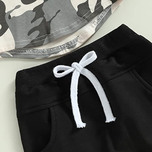 Allshope Toddler Baby Boy Clothes Set Sleeveless Solid Color Hooded Tank Top Hoodie Top Solid Color Shorts Cute Summer Outfit (Camouflage, 12-18 Months) #TOP5