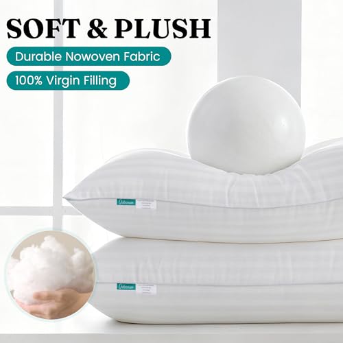 Image of Oubonun 12 x 16 Throw Pillow Inserts, Firm and Fluffy Decorative Pillows for Couch Bed Sofa with Soft Cotton Cover White Cushion with Down Alternative Pack of 2