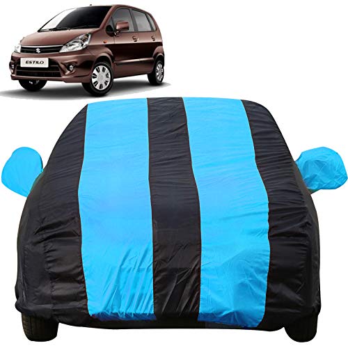 Image of Autofact Car Body Cover with Mirror Pockets Compatible for Maruti Zen Estilo (Triple Stitched, Bottom Fully Elastic, Teak Blue Color)