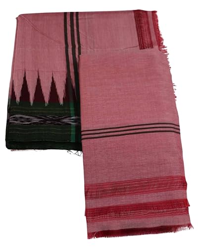 Image of Authentic Sambalpuri Handloom Cotton Unstitched Dhoti with Utari for Men | Traditional Odisha Weave Ikat Dhoti for Festive & Religious Wear