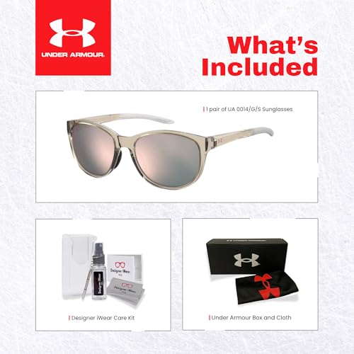 Under Armour UA0014/G/S 010A/0J 57MM Beige / Rose Gold Oval Sunglasses for Women + BUNDLE With Designer iWear Complimentary Eyewear Kit2