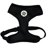 Pettorina per cane taglia media - regolabile, materiale confortevole e traspirante, nera, taglia L per cani da 15 a 25 kg, collo 37 cm, torace 40 a 72 cm