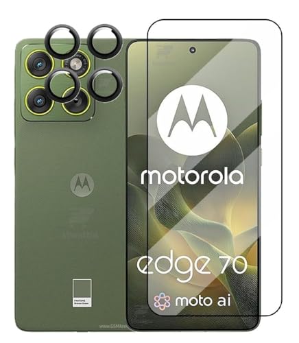 Image of WonRia [1+1 Tempered Glass for Motorola Edge 70 5G with Camera Ring Protector 9H Hardness Screen Guard Protector - (Pack of 2)