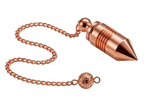 Image of Bullet Cone Openable Copper Pendulum for Reiki Healing, Dowsing & Chakra Balancing - Divination & Meditation Tool for Energy Cleansing