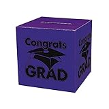 Fun Express - Congrats Grad Purple Card Box for Graduation - Party Supplies - Containers & Boxes - Paper Boxes - Graduation - 1 Piece