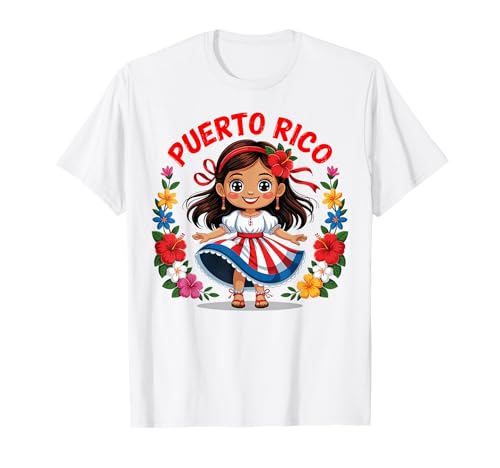Puerto Rican Girl Culture Pride Cute Girl Traditional Dress T-Shirt