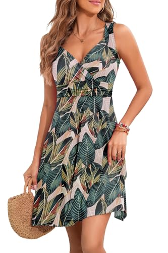 Image of Womens Wrap V Neck Sleeveless Sundress Summer Flare Tank Dress