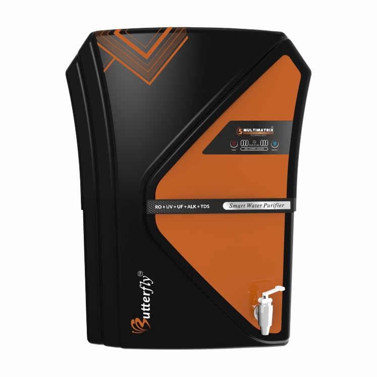 bbutterfly Water Purifier with Advanced Smart Technology | Water Purifier with 18 Liter Storage Tank Pure Copper+Zinc+Alkaline RO+UV+UF+ALK+TDS Water Purifier & Filter Machine for Home & Office