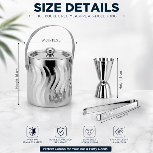 Image of FINALITY Stainless Steel Double Walled Insulated Ice Bucket (SILVER POLISH SPIRAL)