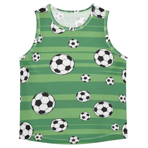 J JOYSAY Cartoon Soccer Stripes Boys Tank Top Sleeveless Muscle Shirts Quick Dry Active Workout Sport Kids T-Shirts 3-15T