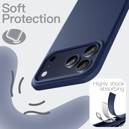 Image of JETech Liquid Silicone Case for iPhone 17 Pro Max 6.9-Inch, Silky Soft Touch Full-Body Protection, Anti-Scratch Shockproof Phone Cover with Microfiber Lining (Dark Blue)