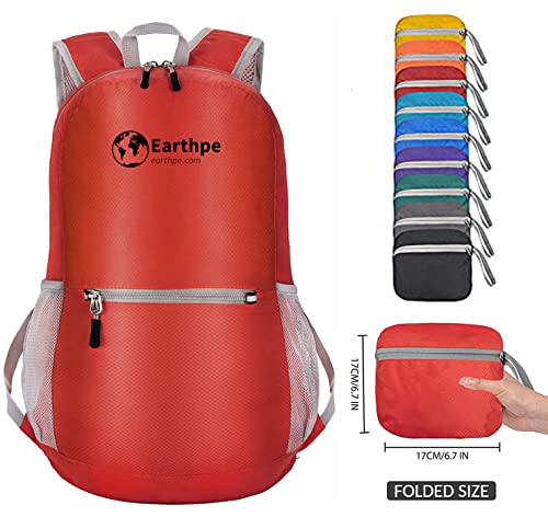 Mochila ligera para senderismo resistente al agua roja miniatura 2