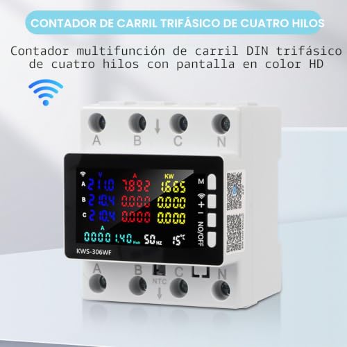 Medidor de corriente digital WiFi trifásico de 80A con protección contra fallos de corriente 3