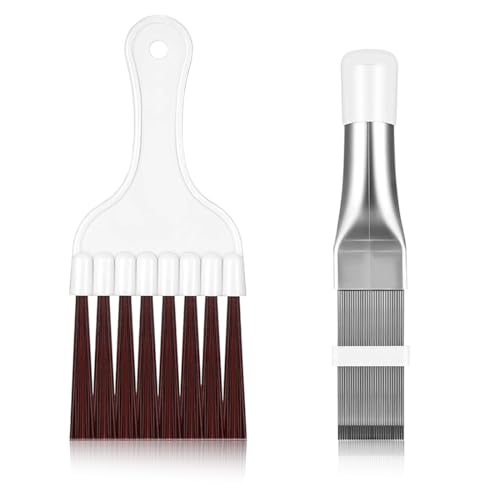 WHYCNJL 2 Pièces Brosse de Nettoyage de Climatiseur,Peigne D'aileron de Climatiseur de Peigne de Condensateur,Outil de Nettoyage des Ailettes de Radiateur en Acier Inoxydable,pour Le Nettoyage