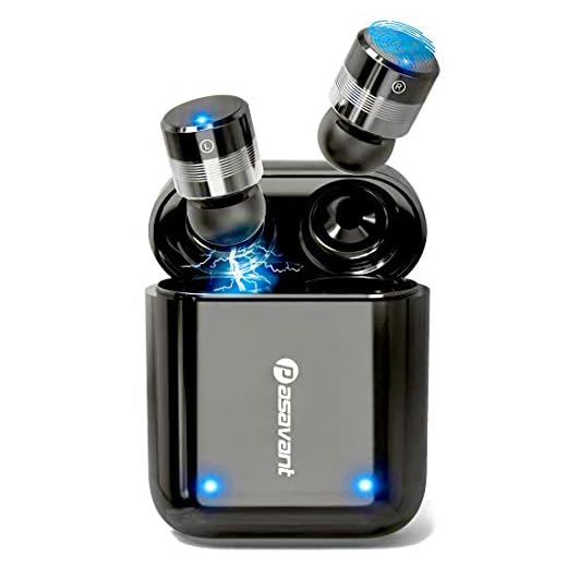 Pasavant Wireless Earbuds, Updated Bluetooth 5.0 TWS True Wireless Earbuds IPX6 Waterproof Bluetooth Headphones Small Earbuds with Mic for iPhone & Android with Fast Charging Case, T2 Plus (Black)
