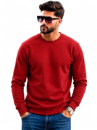 Image of Mack Jonney Men's Solid Winter Sweatshirt|Soft Fleece Fabric Full Sleeve Round Neck Sweatshirt|Stylish Casual Wear for Men-mj-281