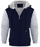 Couleur : H noir, gris clair igeekwell Veste d\'hiver à capuche pour homme - Fermeture éclair - Veste à capuche - Sweat confortable avec bloc de couleurs confortable et chaud - Ciel étoilé clair, Bleu marine blanc., XXL