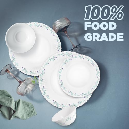 Image of Treo by Milton Opalware Aurelia Murel Dinner Set of 18 | Serving for 6 | Microwave & Dishwasher Safe | Bone-Ash Free | Tempered Toughness | Plates & Bowls | Crockery Set for Dining & Gifting