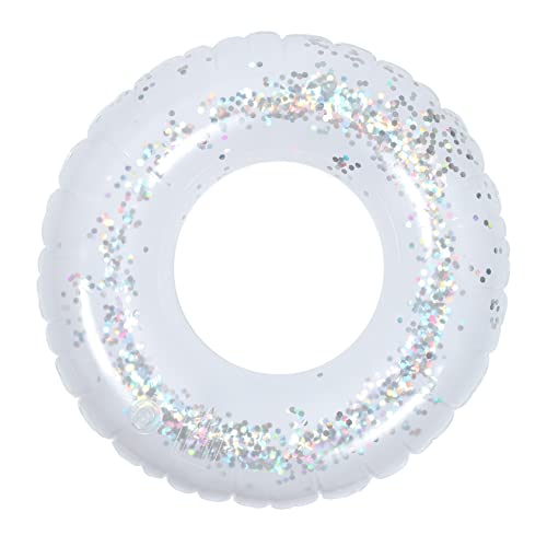 INOOMP Colorful Transparent Floating Sequins Swimming Ring Inflatable PVC Water Party Accessory for Pool Fun Random Color