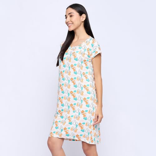 Image of CAMEY Printed Knee Length Nighty|Loungewear|Nightwear|Sleepwear|Home Wear Short Nighty for Women