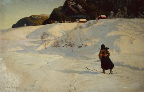 Tableau impressions d'art mural scène d'hiver Fritz Thaulow 60x90cm