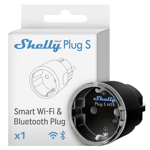 Shelly Plug Gen3 – Negro, Enchufe inteligente W-Fi con Matter, Con medidor de consumo y indicador LED, Control remoto por app y por voz, Programable con temporizador, Compatible Alexa, Google Home