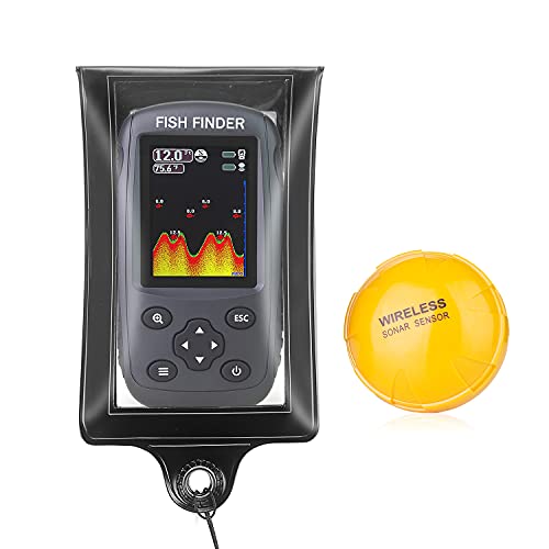 Image of Portable Rechargeable Fish Finder Wireless Sonar Sensor Fishfinder with Water Resistant Bag Case