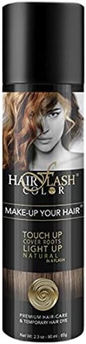 Hair Flash Color, Temporary Hair Dye and Haircare Spray, Dark Brown Color, (90 ml Bottle); Instant Hair Color, Natural Formula, No Harsh Chemicals