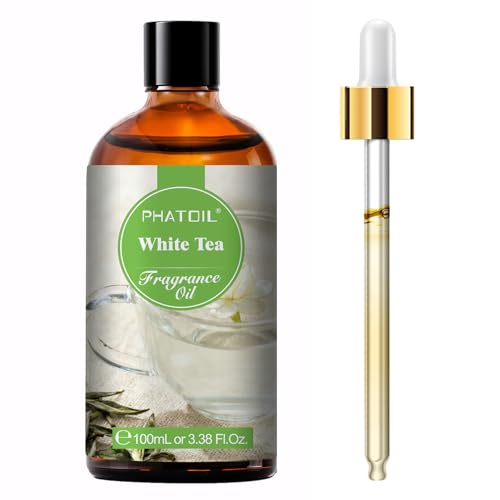 PHATOIL 3.38FL.OZ White Tea Fragrance Oils for Aromatherapy Essential Oils for Diffusers for Home Perfect for Diffuser Yoga Skin Care DIY Candle and Soap Making - 100ml