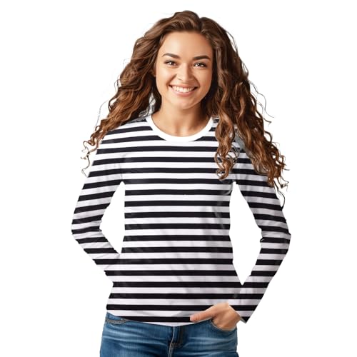 Girls' Long Sleeve Cotton Striped T-Shirt: Classic Comfort & Style for Little Fashionistas