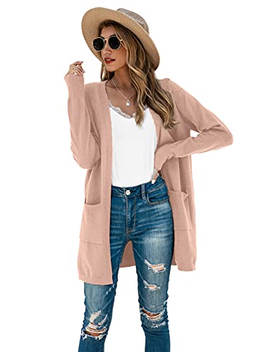 Image of TASAMO Cardigan Sweaters for Women Long Sleeve Open Front Casual Knit Fall Coat Oversized Soft Outwear with Pockets