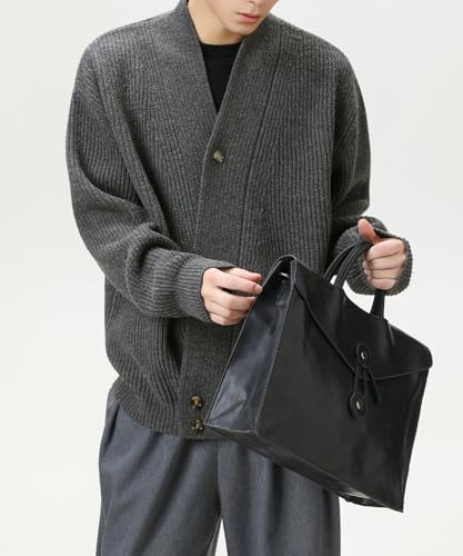 POHADON Vintage Cardigan Sweater for Men Fall Winter Y2k Aesthetic Grandpa Grunge Button Down Cardigan Japanese Knit Tops4