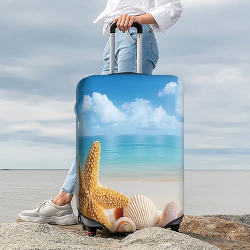 Beach Starfish Shell Print Luggage Covers Suitcase Protector Fit 18-32 Inch Luggage-Medium2