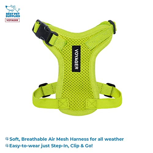 Image of Best Pet Supplies Voyager Step-in Lock Pet Harness w Reflective Pet Leash Combo Set with Neoprene Handle 5ft - Supports Small, Medium and Large Breed Puppies /Cats - Lime Green Set, XXS