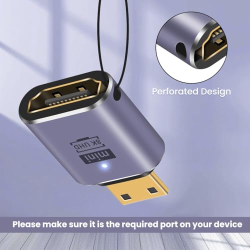 Image of Verilux 8K Mini HDMI to HDMI Adapter, Male to Female Converter, LED Indicator Design, HDR 3D Dolby 48Gbps, Compatible for Monitor, Desktop, Projector, Laptop Game Console