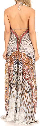 Image of Sakkas Lizi Womens Maxi High-Low Halter Handkerchief Long Dress Beach Party